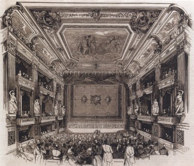 Audience Hall of the Rebuilt Royal Opera House Berlin, 1844, Illustrated Newspaper No. 88, Berlin 1845 by Unknown